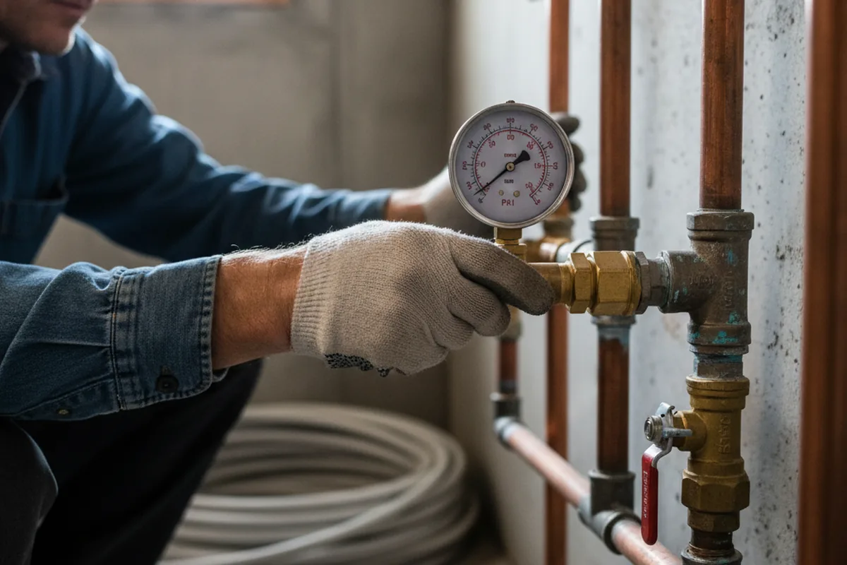 Pressure testing a repaired line during Water Line Repair in Thorndale